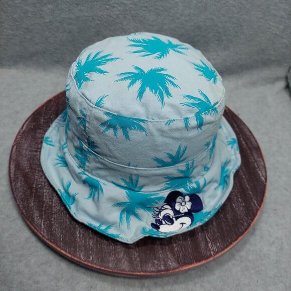 Disney Minnie Mouse Palm Tree Print Bucket Hat Adult  Small Discoloring on Top - Picture 1 of 11